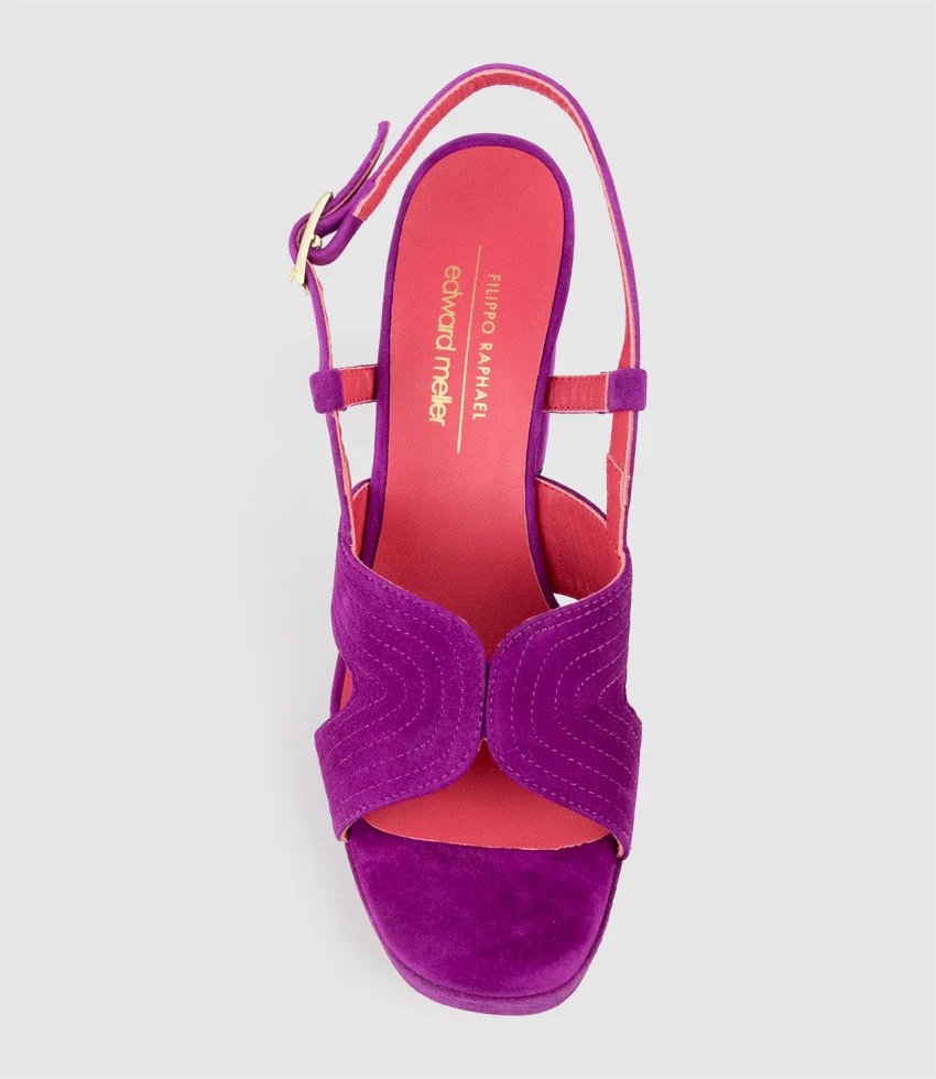 RASTINE115 Open Toe Platform Sandal in Magenta Suede - Image 4