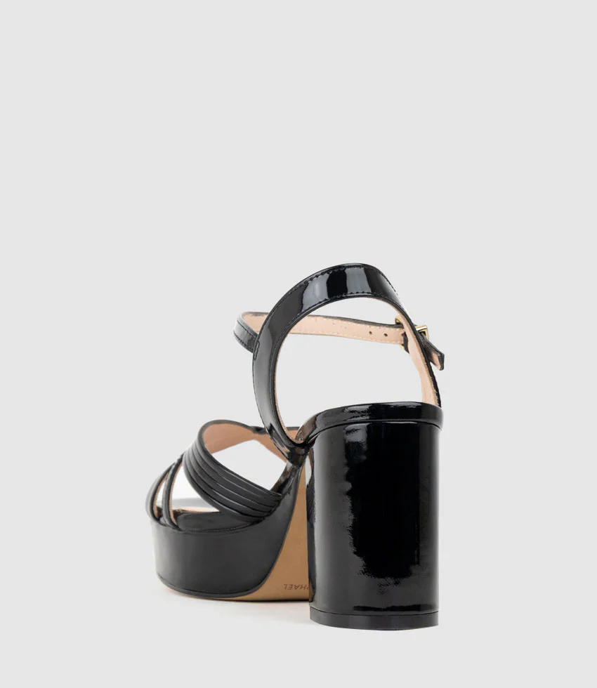 RAYNE80 Strappy Crossover Platform Sandal in Black Patent - Image 3