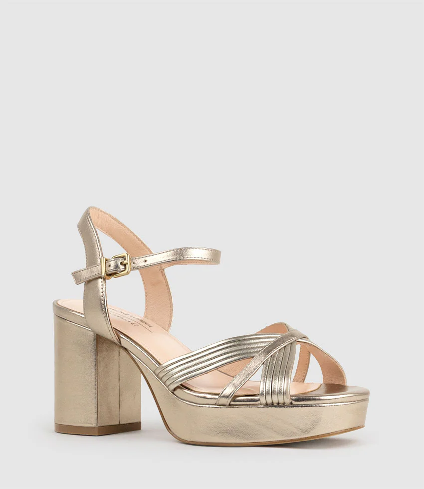 RAYNE80 Strappy Crossover Platform Sandal in Rosegold - Image 3