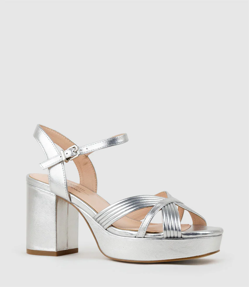 RAYNE80 Strappy Crossover Platform Sandal in Silver - Image 2