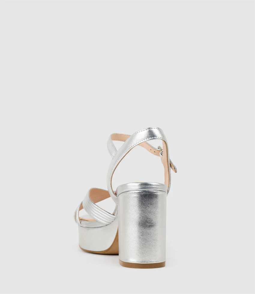 RAYNE80 Strappy Crossover Platform Sandal in Silver - Image 3