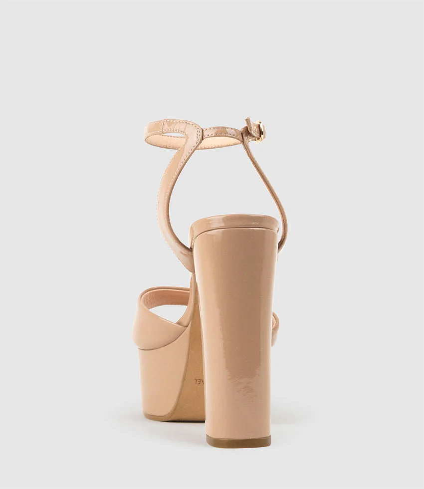 REGANA125 Open Toe Platform Sandal in Nude Patent - Image 4