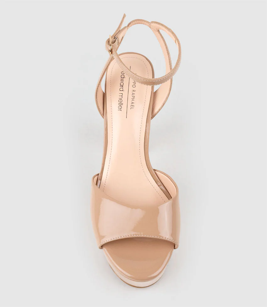 REGANA125 Open Toe Platform Sandal in Nude Patent - Image 5