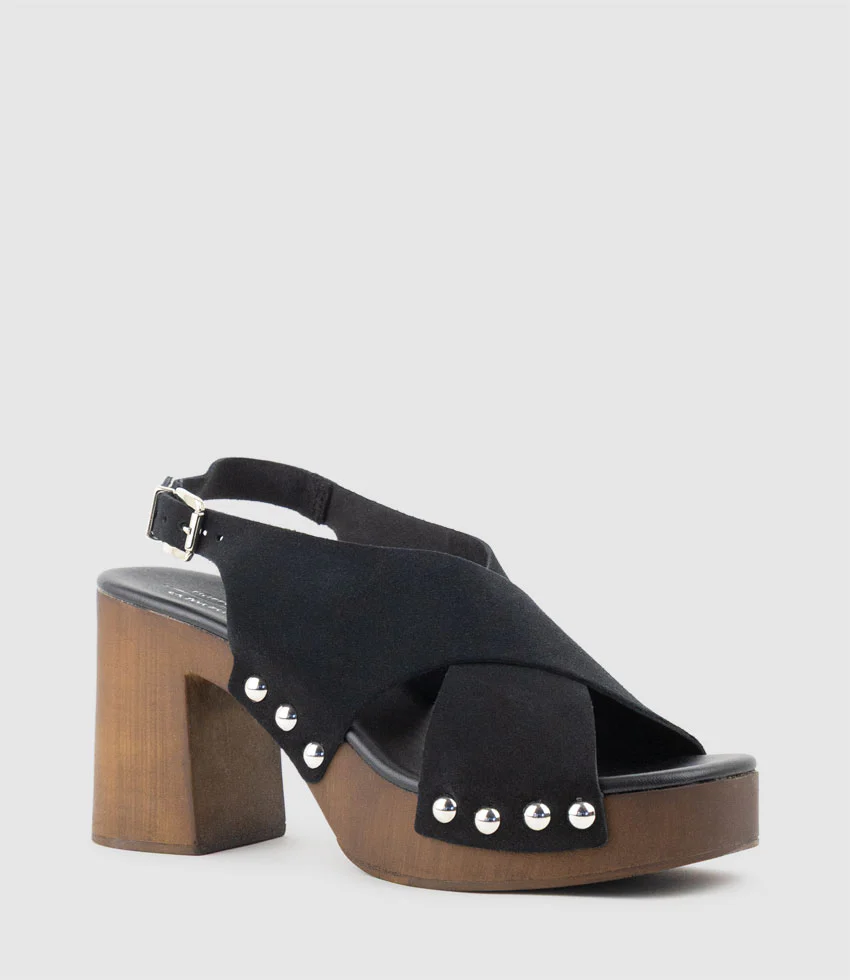 RENNA90 Clog Style Crossover Sandal in Black - Image 2