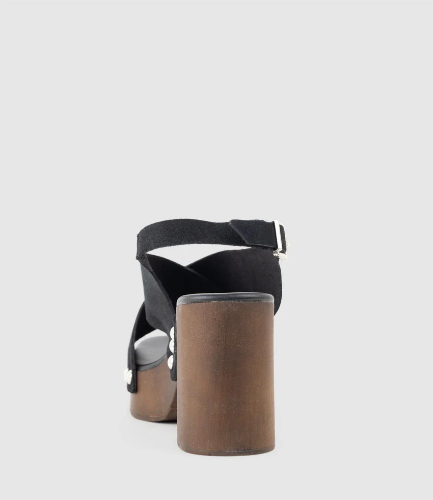 RENNA90 Clog Style Crossover Sandal in Black - Image 3