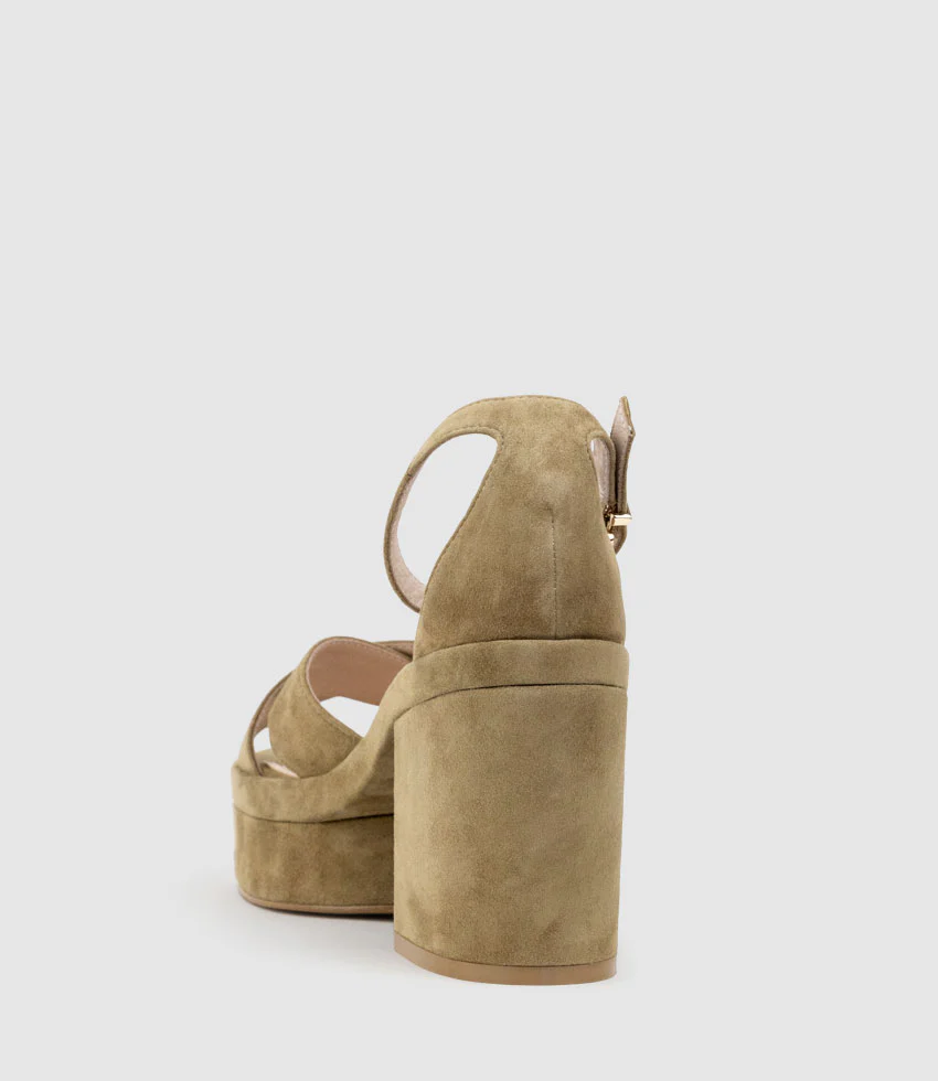 RETRO90 Exaggerated Platform Sandal in Camel Suede - Image 4