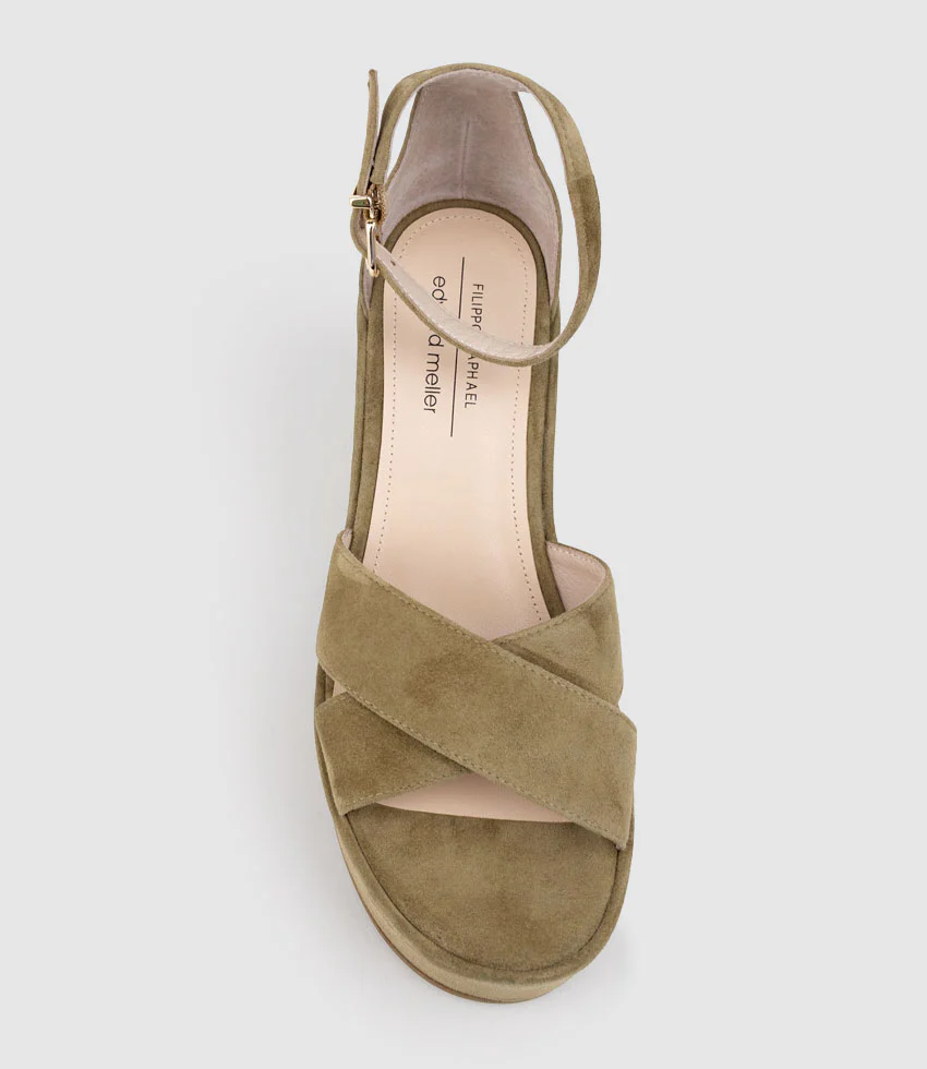 RETRO90 Exaggerated Platform Sandal in Camel Suede - Image 5
