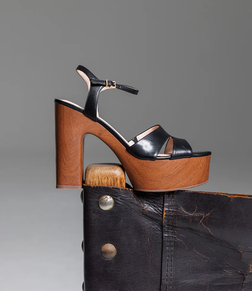 REY125 Platform Unit Sandal in Black Calf - Image 2