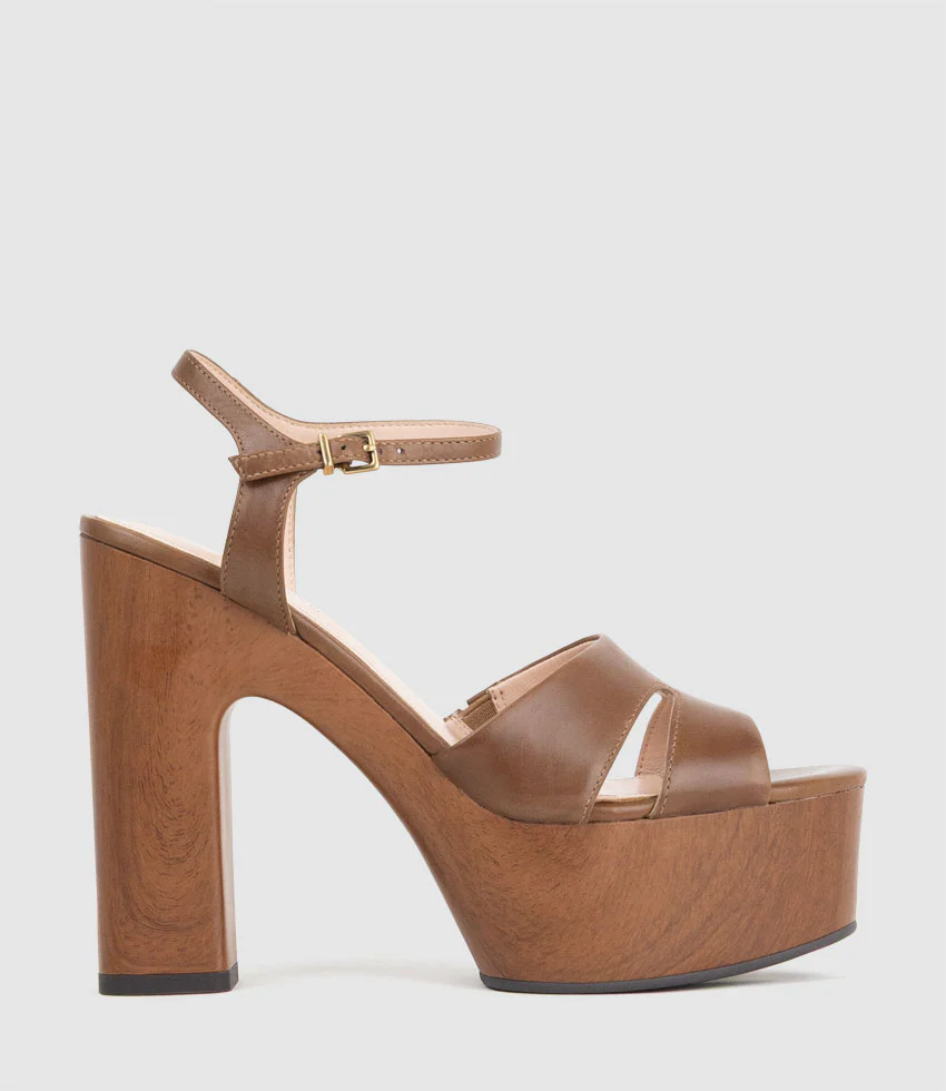 REY125 Platform Unit Sandal in Tan Calf