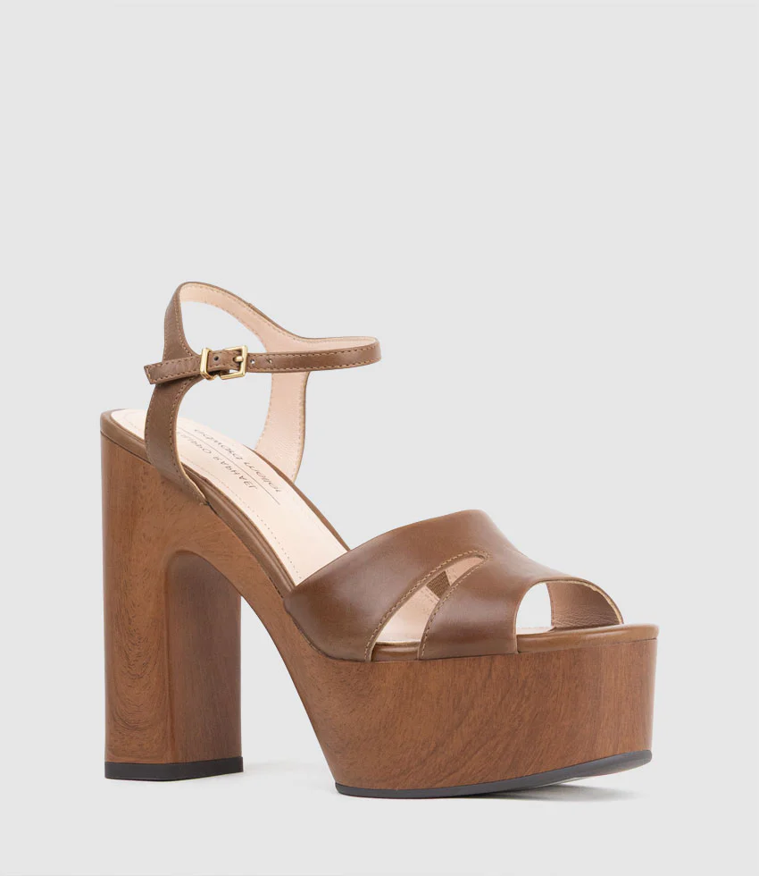 REY125 Platform Unit Sandal in Tan Calf - Image 3
