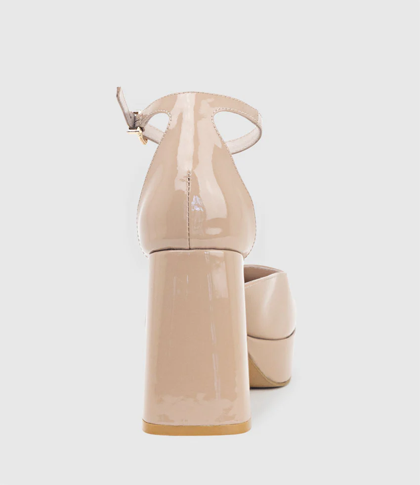 RIMINI95 Closed Toe Platform Sandal in Nude Patent - Image 3