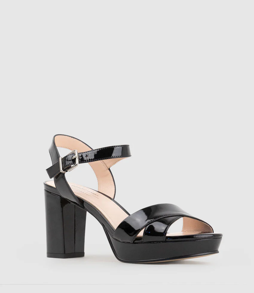 ROWAN80 Asymmetrical Platform Sandal in Black Patent - Image 2