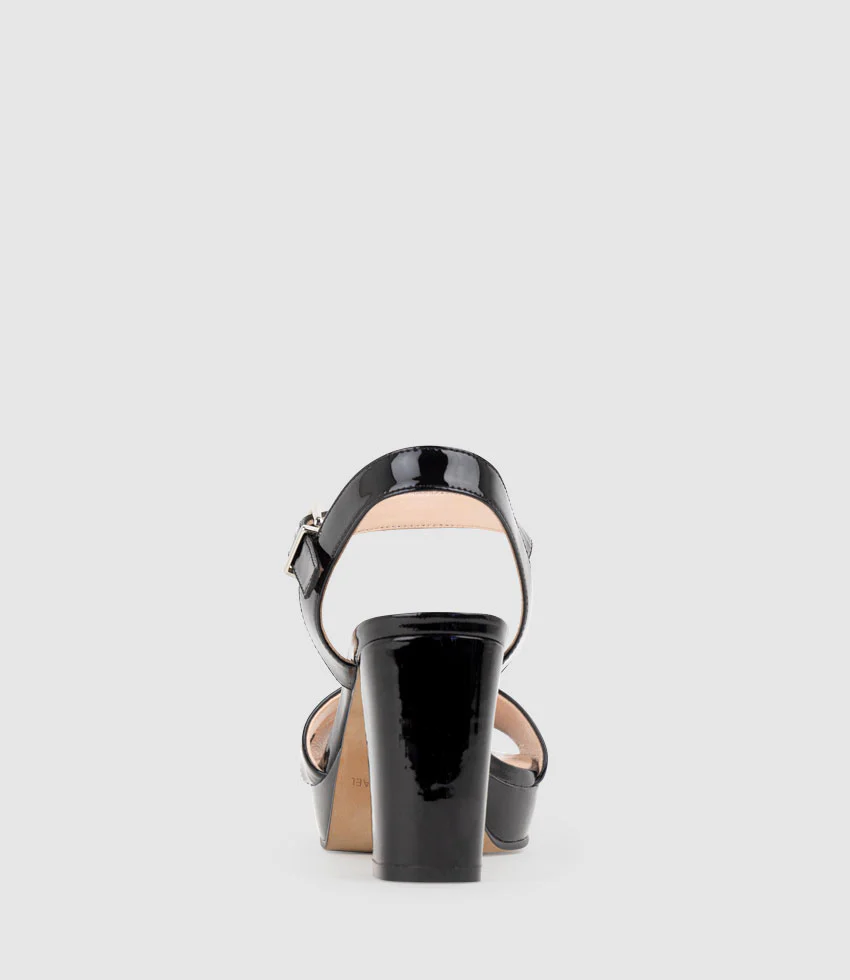 ROWAN80 Asymmetrical Platform Sandal in Black Patent - Image 3