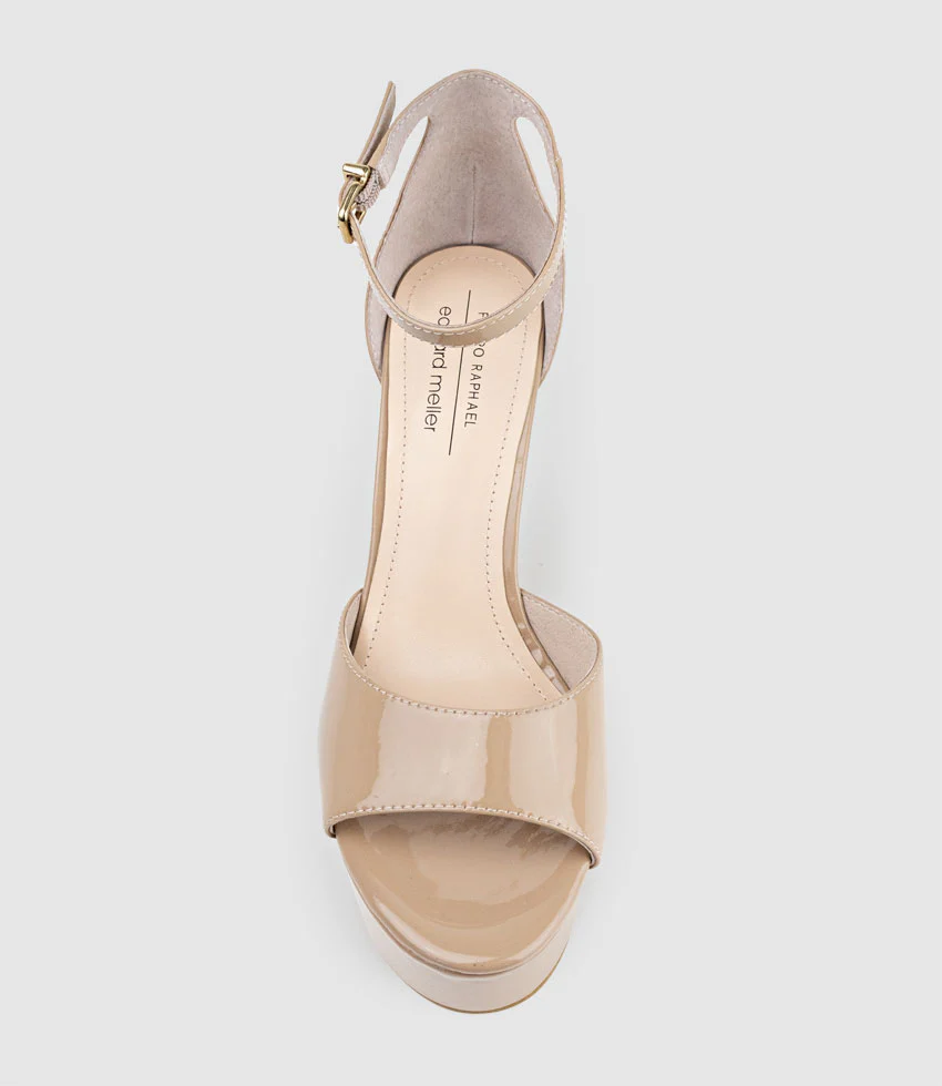 ROXY125 Open Toe Platform Sandal in Nude Patent - Image 5