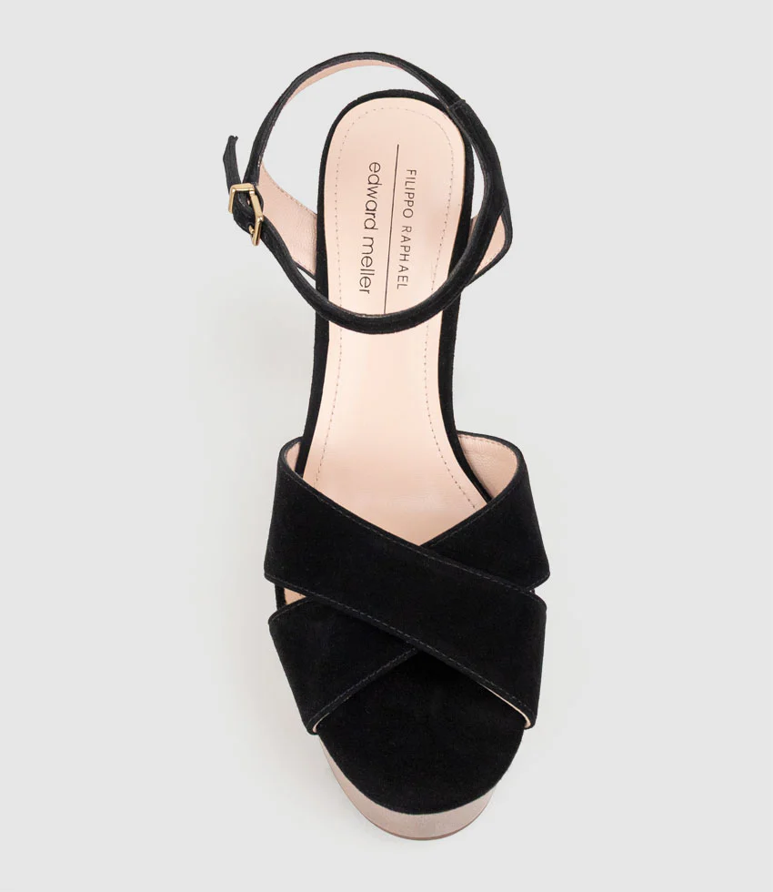 RUNA125 Platform Unit Sandal in Black Suede - Image 4