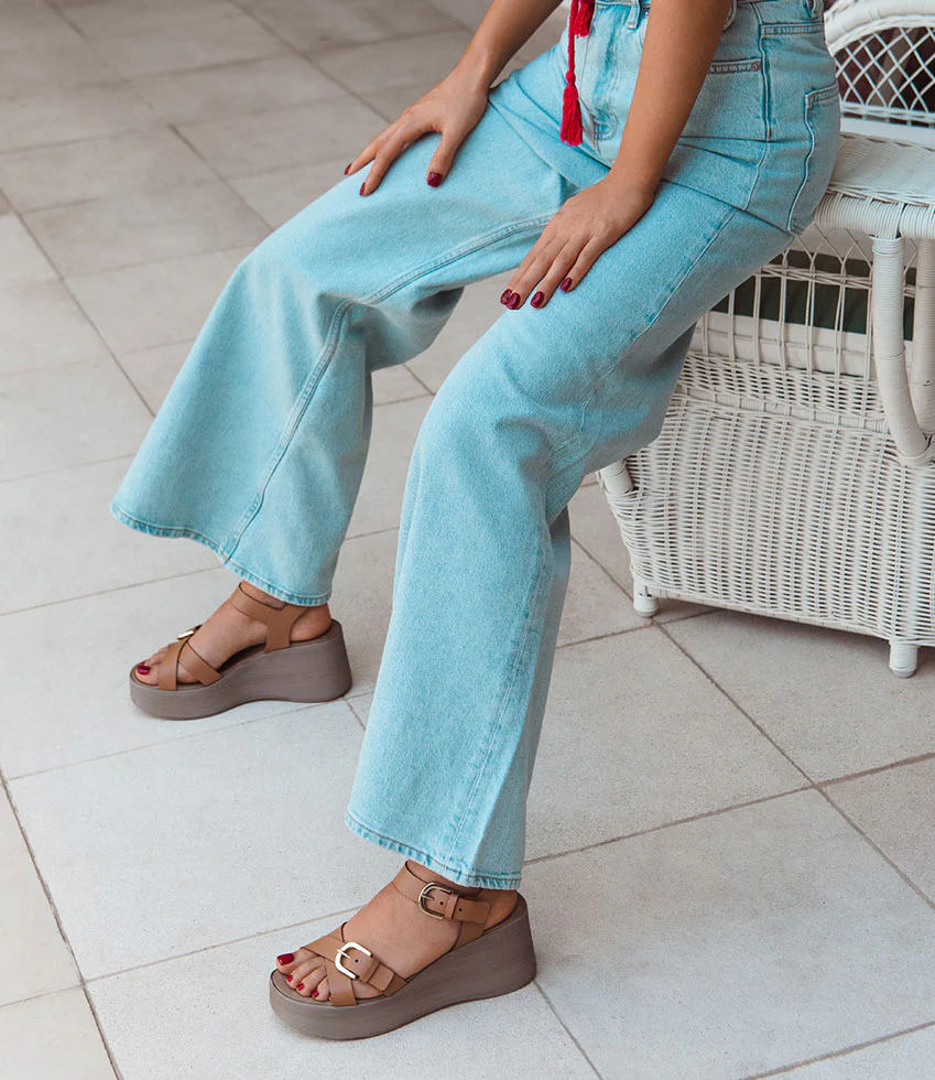 RYKER70 Sandal on Wedge in Taupe - Image 2