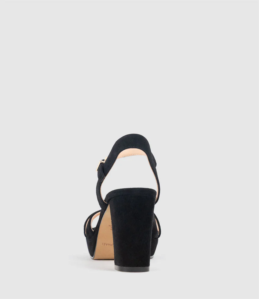 RYLIN80 Multistrap Platform Sandal in Black Suede - Image 4
