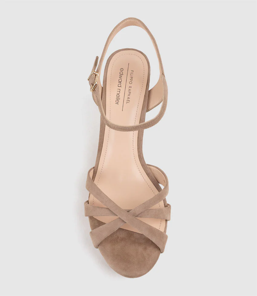 RYLIN80 Multistrap Platform Sandal in Nude Suede - Image 5
