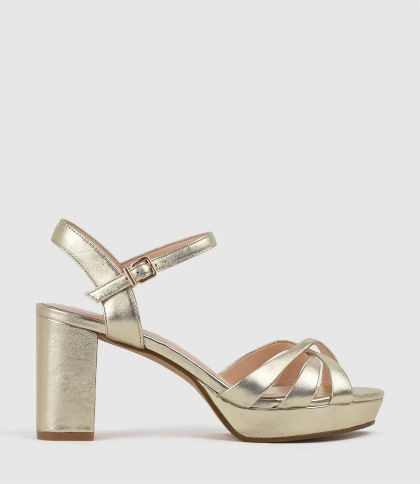 RYLIN80 Multistrap Platform Sandal in Pale Gold