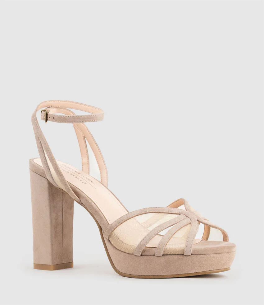 RYNNE100 Mesh Platform Sandal in Nude Suede - Image 3