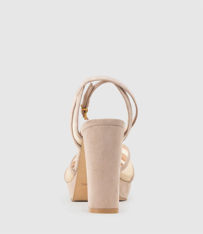 RYNNE100 Mesh Platform Sandal in Nude Suede - Image 4