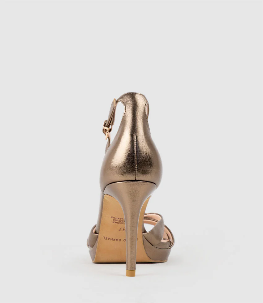 SADIE90 Strappy Crossover Platform Sandal in Bronze - Image 4