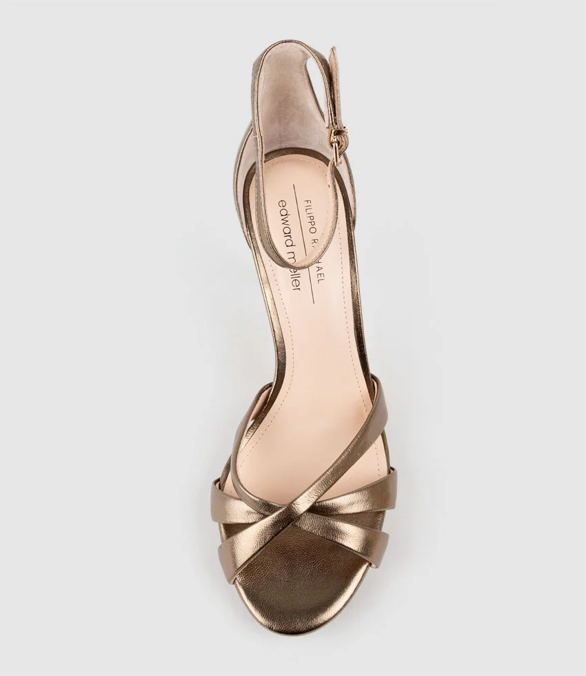 SADIE90 Strappy Crossover Platform Sandal in Bronze - Image 5