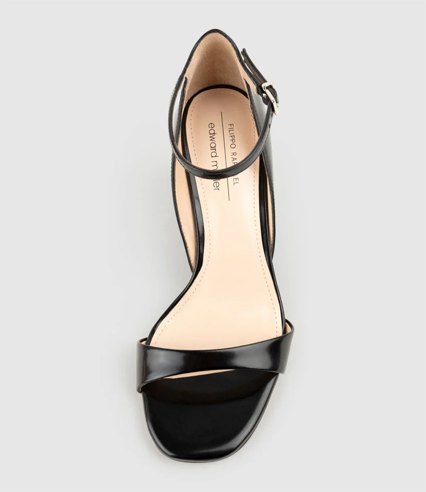 SAKURA75 Sandal on Wedge in Black High Shine - Image 6