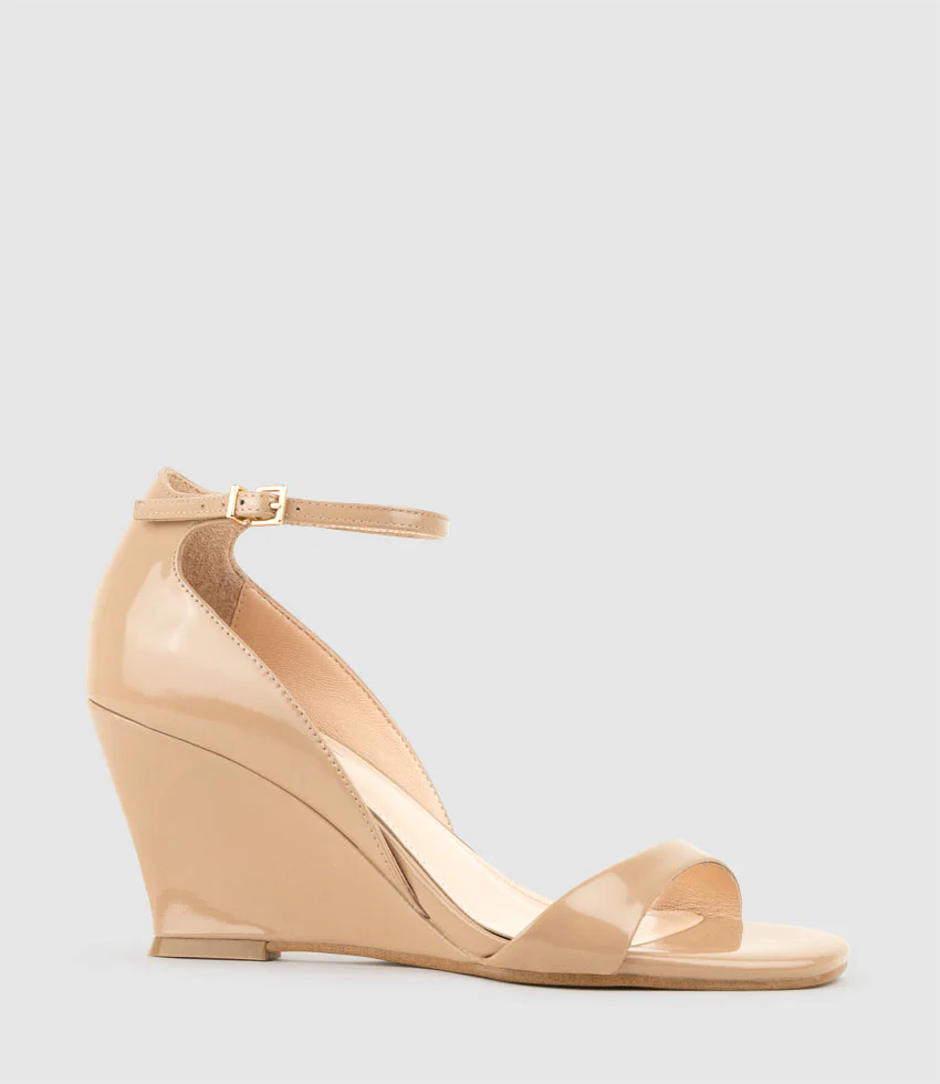 SAKURA75 Sandal on Wedge in Nude High Shine - Image 3