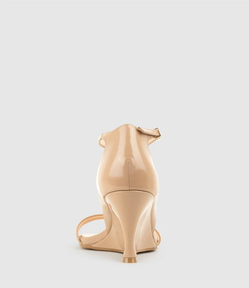SAKURA75 Sandal on Wedge in Nude High Shine - Image 4