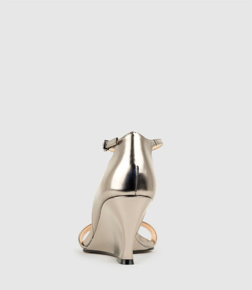 SAKURA75 Sandal on Wedge in Pewter High Shine - Image 3