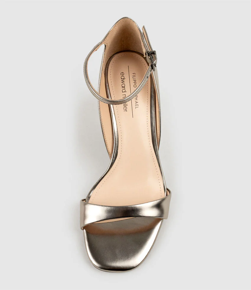 SAKURA75 Sandal on Wedge in Pewter High Shine - Image 4
