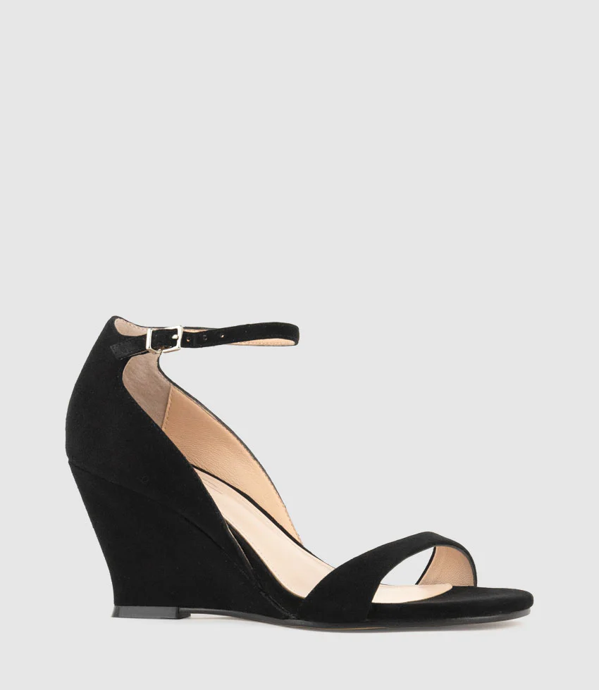 SAKURA75 Sandal on Wedge in Black Suede - Image 3