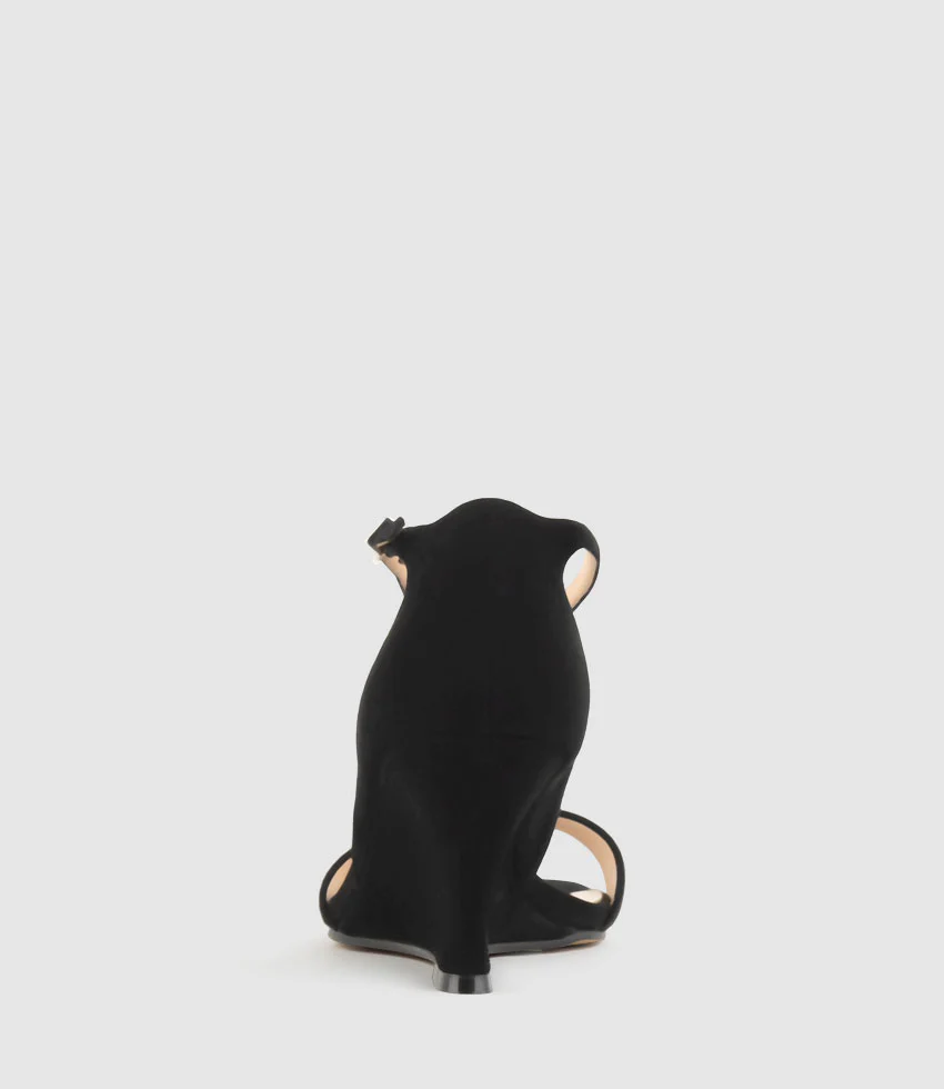 SAKURA75 Sandal on Wedge in Black Suede - Image 4