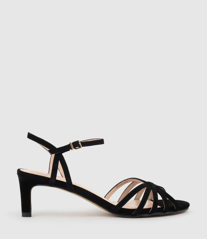 SALSA55 Strappy Sandal in Black Suede