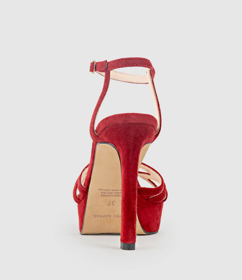 SAMI110 Lattice Front Platform Sandal in Cherry Suede - Image 4