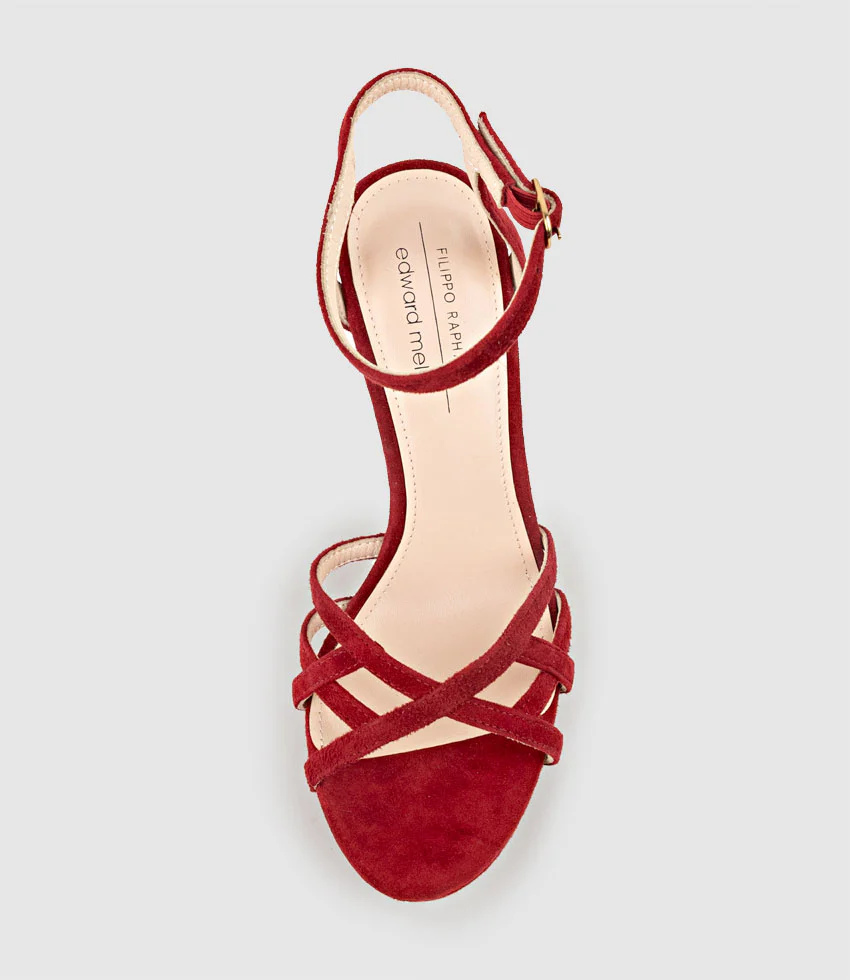 SAMI110 Lattice Front Platform Sandal in Cherry Suede - Image 5
