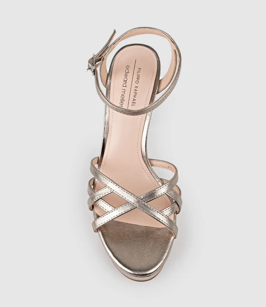 SAMI110 Lattice Front Platform Sandal in Pewter - Image 5