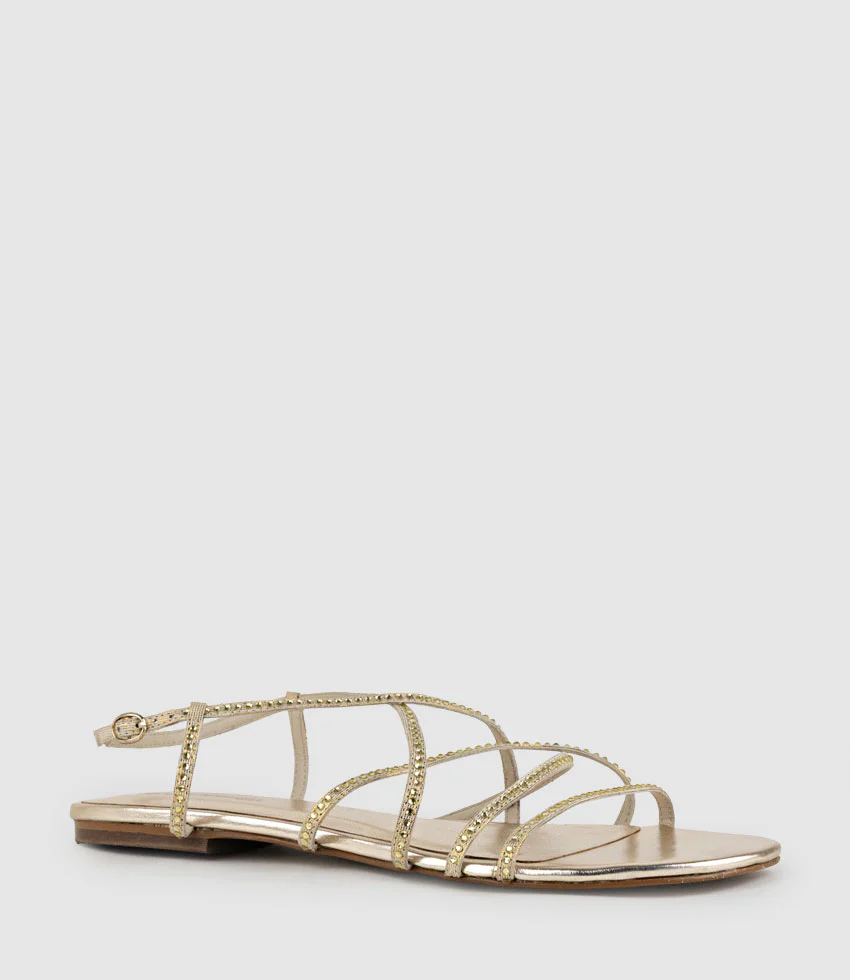 SAMILLE Strappy Crystal Sandal in Gold - Image 2