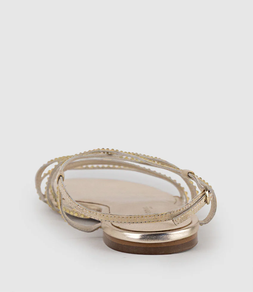 SAMILLE Strappy Crystal Sandal in Gold - Image 3