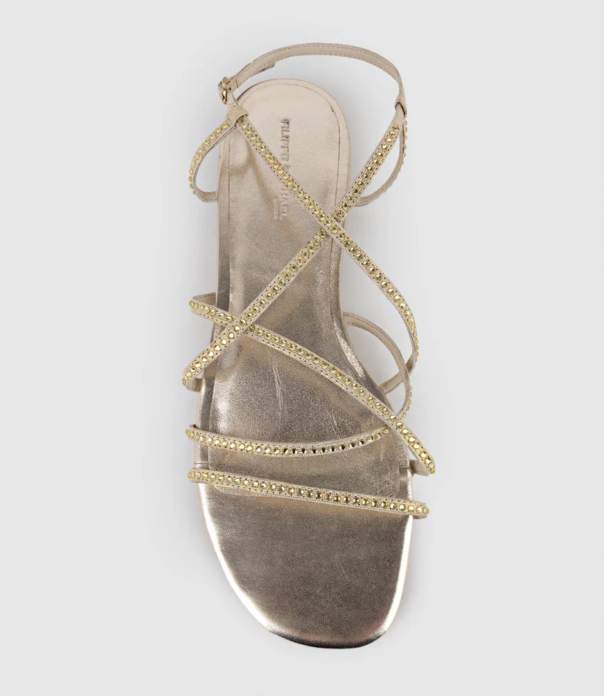 SAMILLE Strappy Crystal Sandal in Gold - Image 4