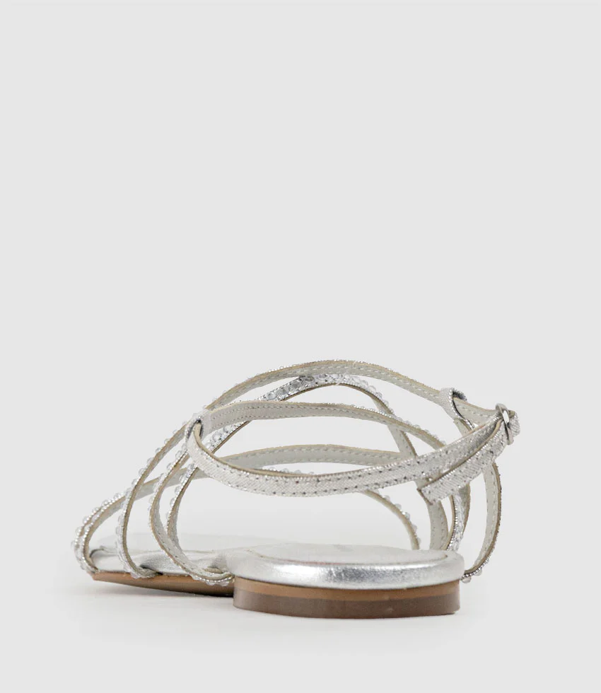 SAMILLE Strappy Crystal Sandal in Silver - Image 3