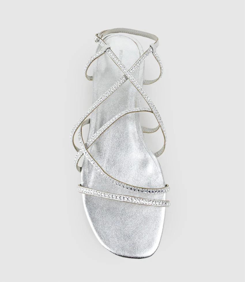 SAMILLE Strappy Crystal Sandal in Silver - Image 4