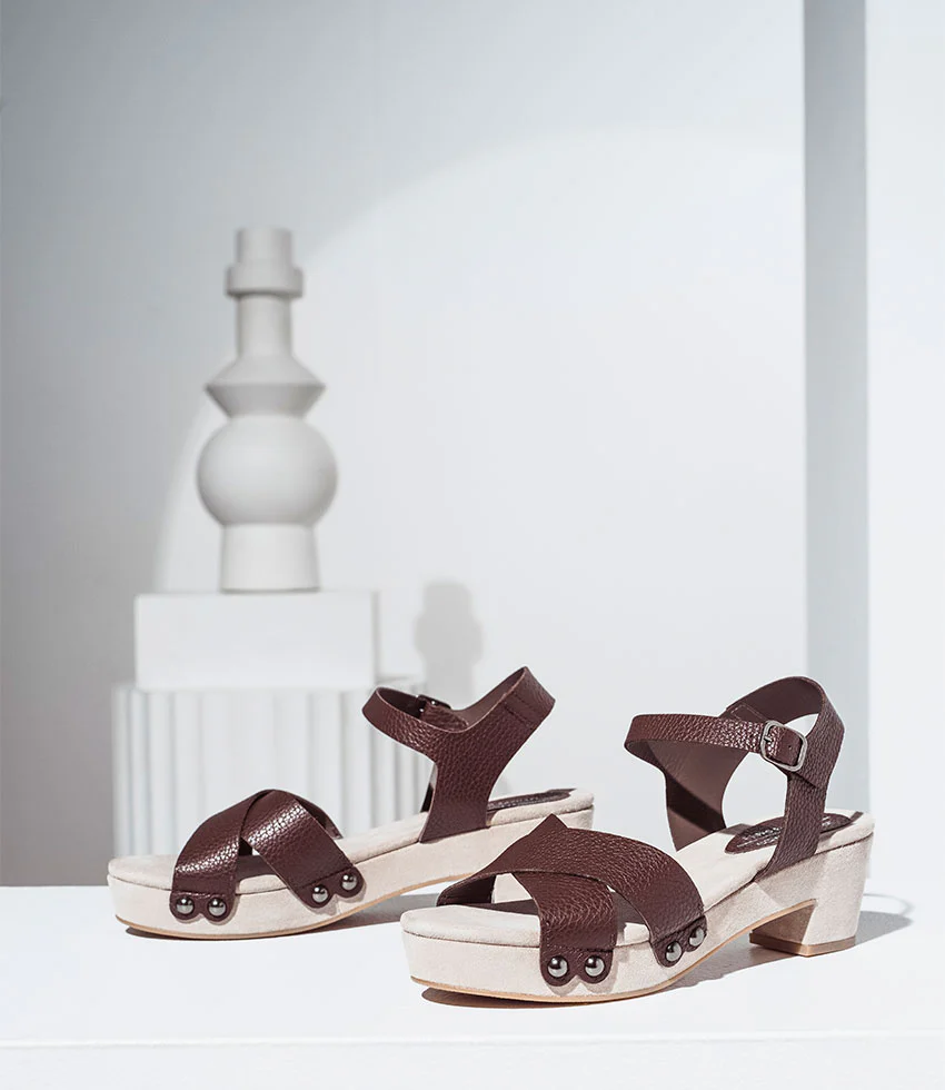 SAMSA65 Studded Sandal on Unit in Brown - Image 2