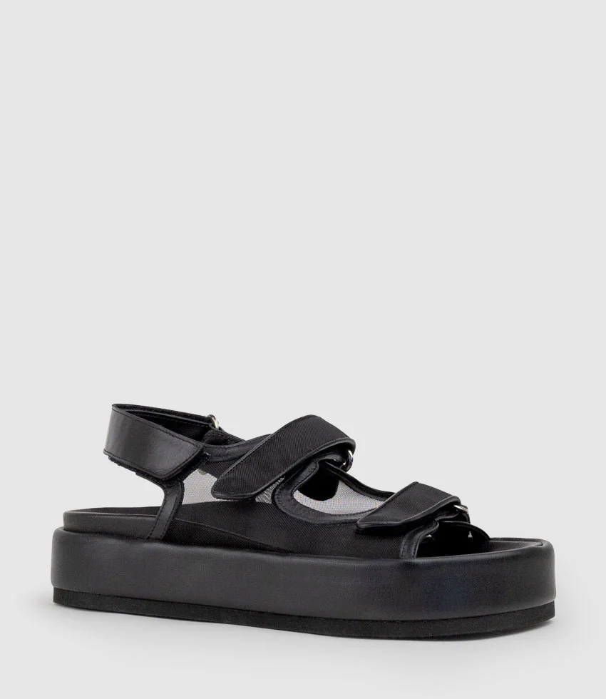 SASKIA Mesh Footbed Sandal in Black - Image 2
