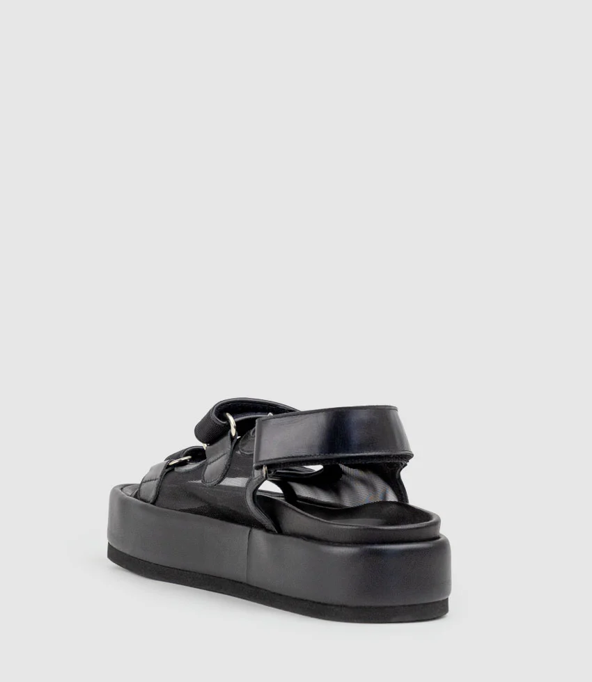 SASKIA Mesh Footbed Sandal in Black - Image 3