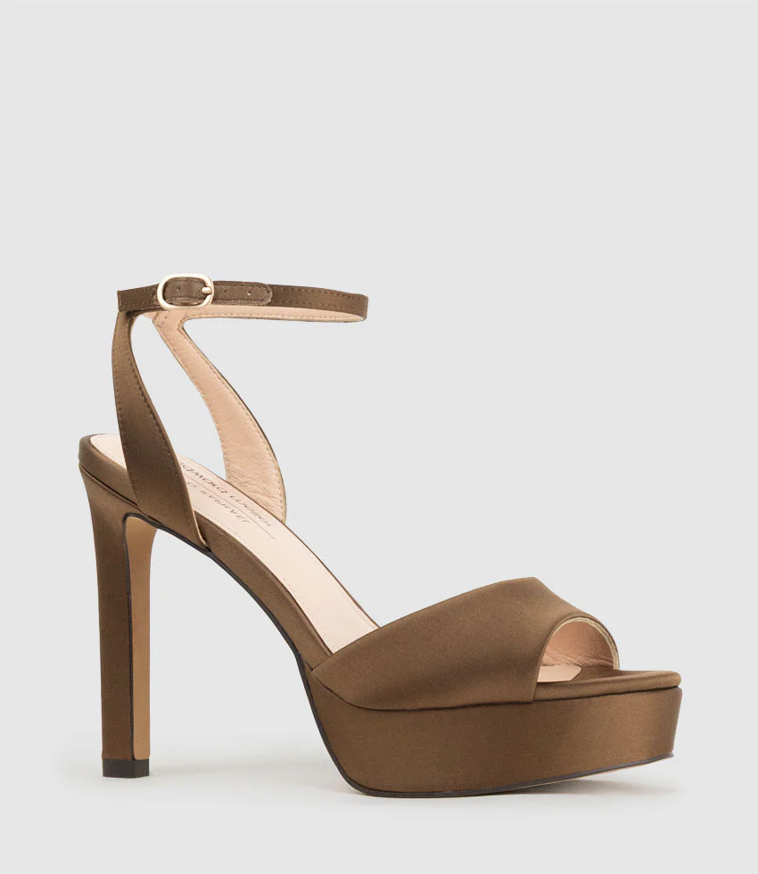 SELMA110 Open Toe Platform Sandal in Bronze Silk - Image 3