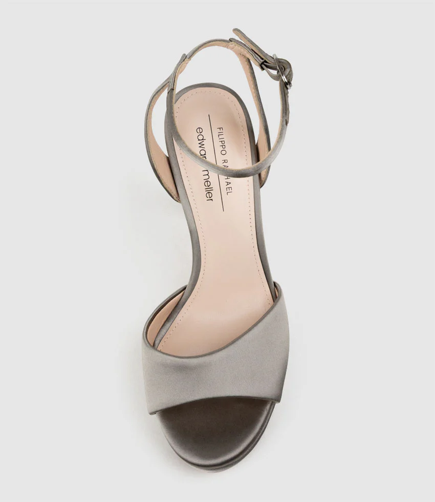 SELMA110 Open Toe Platform Sandal in Pewter Silk - Image 5