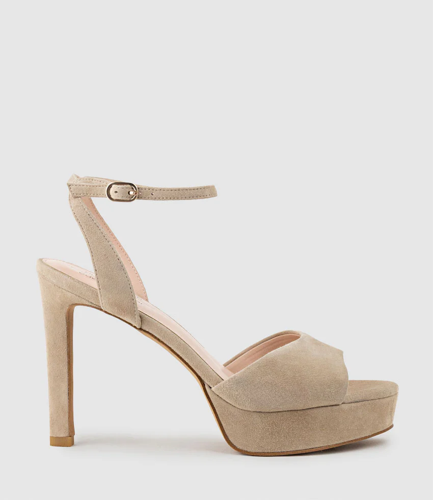SELMA110 Open Toe Platform Sandal in Sand Suede