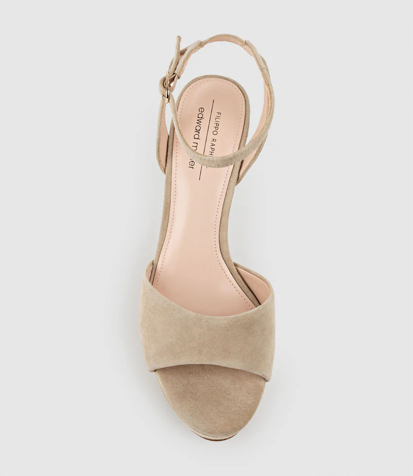 SELMA110 Open Toe Platform Sandal in Sand Suede - Image 5